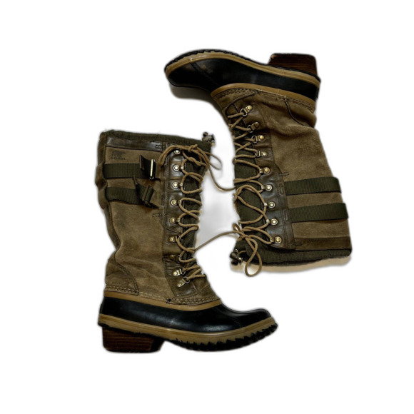 Sorel Womens Tall Conquest Carly Leather Harness Snow Winter Boots